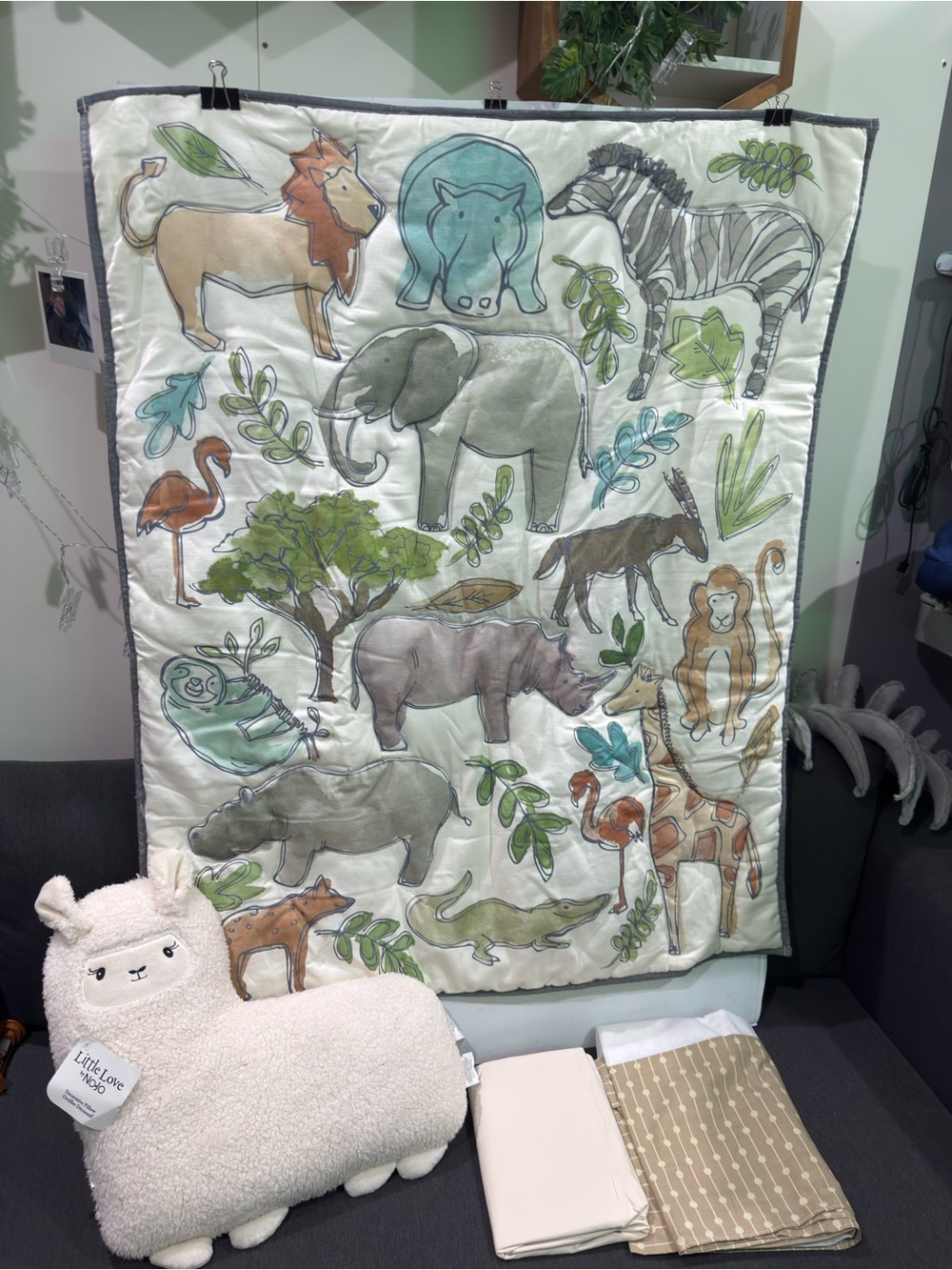 Zoo Animals watercolor baby nursery crib bedding New see details